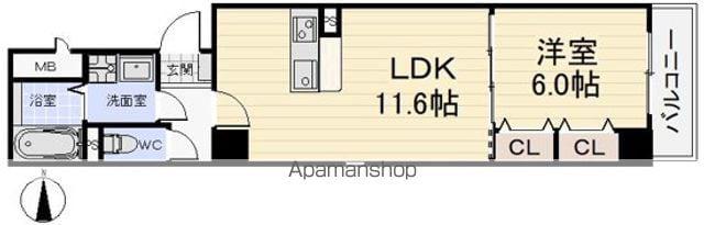 ウィステリア(1LDK/4階)の間取り写真