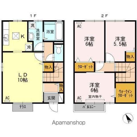 サニーコート水呑　Ａ棟(3LDK)の間取り写真