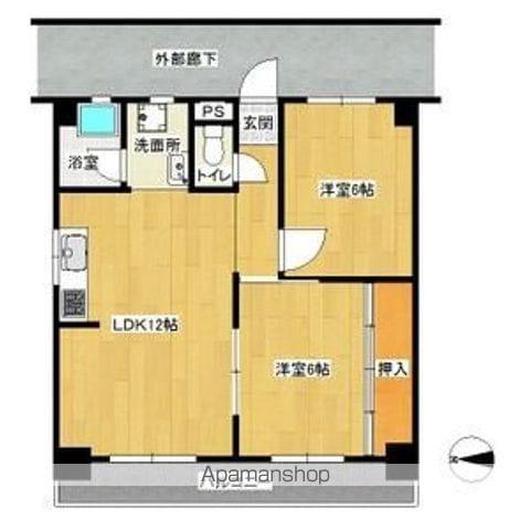 ハイツ小木田(2LDK/3階)の間取り写真