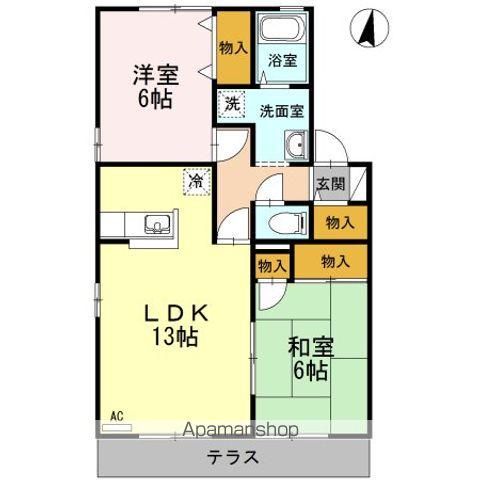 メルベーユKEN B棟(2LDK/1階)の間取り写真