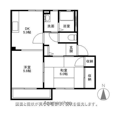 ラ・フォーレ長野A棟(2DK/2階)の間取り写真