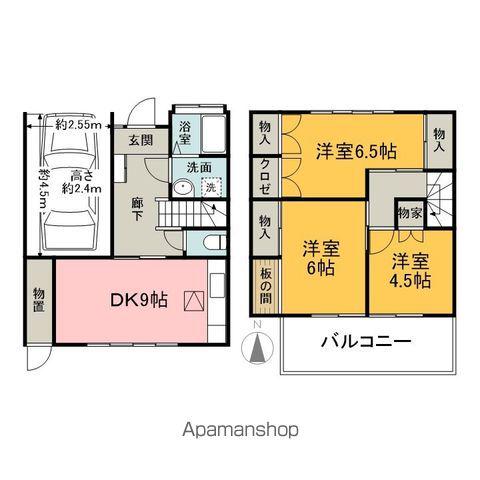 双柳貸テラスハウス(3DK/1階)の間取り写真