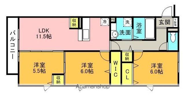西光地レジデンス(3LDK/2階)の間取り写真