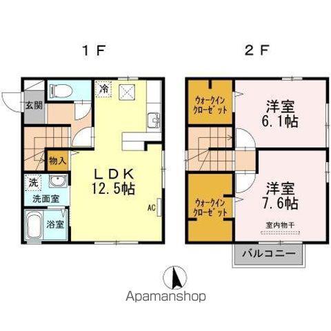 高松琴平電鉄琴平線 三条駅(高松) 徒歩20分 2階建 築11年(2LDK)の間取り写真