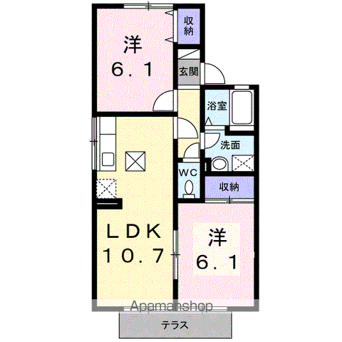 ビューテラス美和台A(2LDK/1階)の間取り写真
