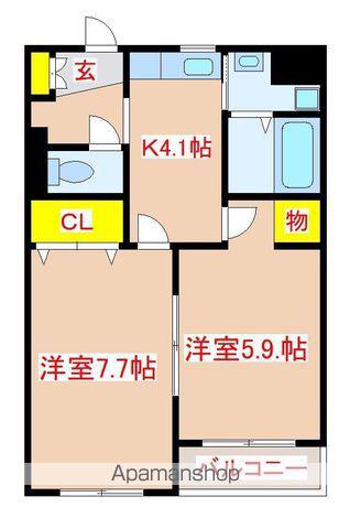 ラフィーネ国分野口(2K/2階)の間取り写真