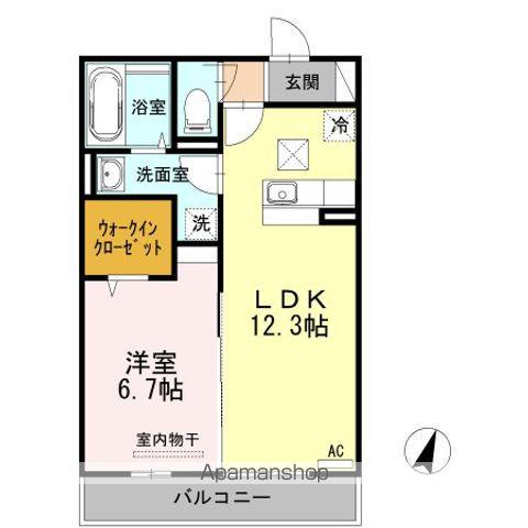 シャイン陽街(1LDK/1階)の間取り写真