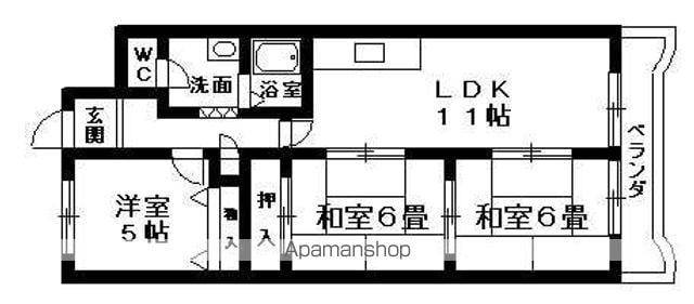 ビバリーマンションⅤ(3LDK/5階)の間取り写真