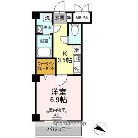 グリーンフィールド(1K/1階)の間取り写真