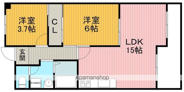 アローマグリーンヒル(2LDK/3階)の間取り写真