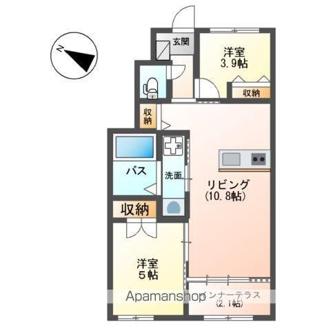 ラコッリーナ(2LDK/1階)の間取り写真