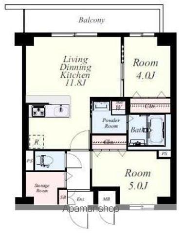 ムーンリバーJR久留米駅前(2SLDK/6階)の間取り写真