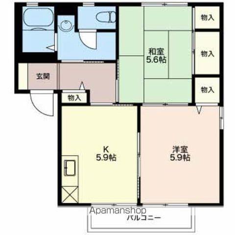 グリーンハイツ島立(2K/2階)の間取り写真