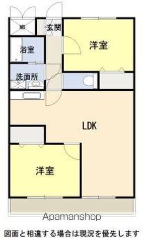 マンションティアラ(2LDK/1階)の間取り写真