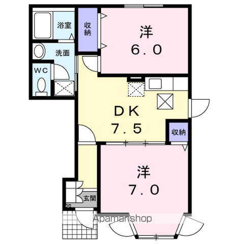 フレーズ メゾン C(2DK/1階)の間取り写真