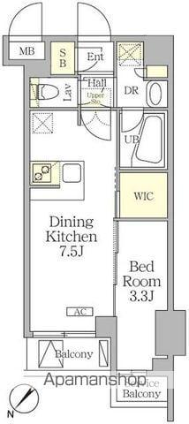 アジールコート池尻大橋(1DK/4階)の間取り写真