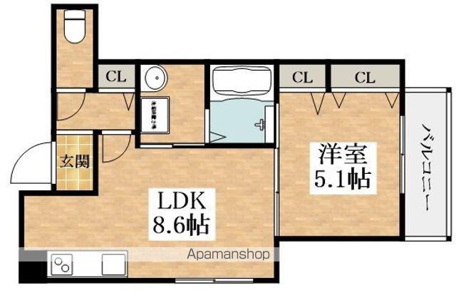 クリエオーレ東住吉Ⅱ(1LDK/2階)の間取り写真