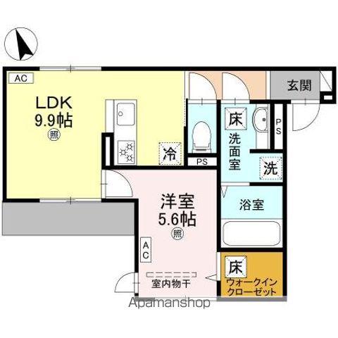 パサログランデ鳳中町(1LDK/1階)の間取り写真