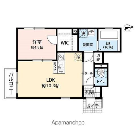 AMOUR SUN(1LDK/2階)の間取り写真