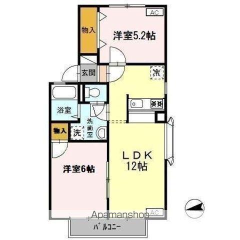 コートダジュールTⅡ A棟(2LDK/2階)の間取り写真