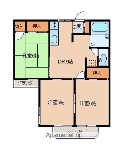 イトーキハイツB棟(3DK/2階)の間取り写真