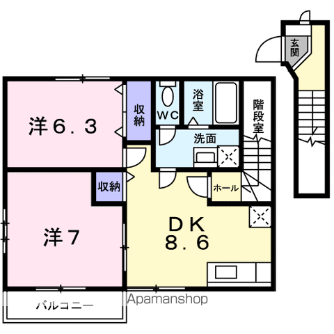 VEGA(2DK/2階)の間取り写真