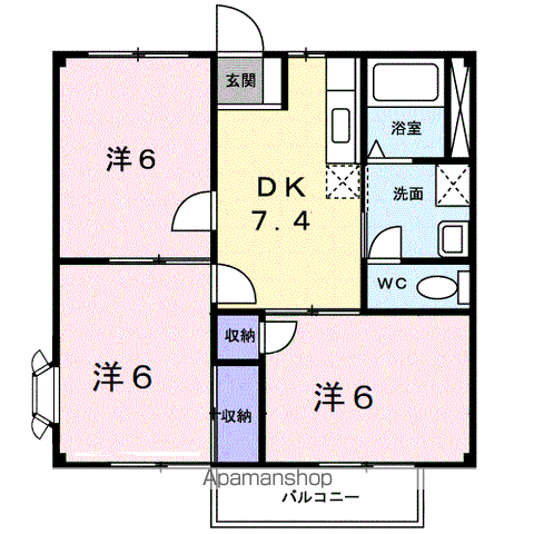 サンハイツハヤシⅡ(3DK/2階)の間取り写真