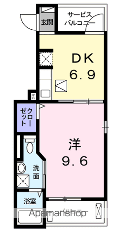 ラ・ポール筒井(1DK/1階)の間取り写真