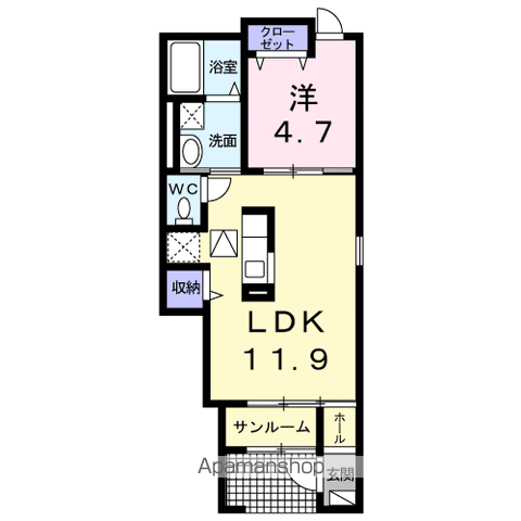 サードスクエアⅠ(1LDK/1階)の間取り写真