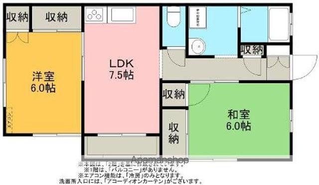 ハウスパリジェンヌ(2DK/2階)の間取り写真