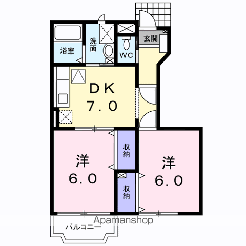 パストラル(2DK/1階)の間取り写真