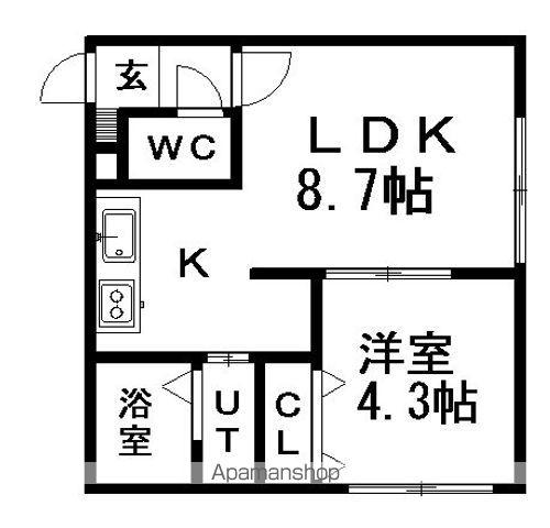 アークガーデン平岸Ⅱ(1LDK/1階)の間取り写真