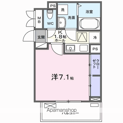 JADA HOUSE桜井(1K/1階)の間取り写真