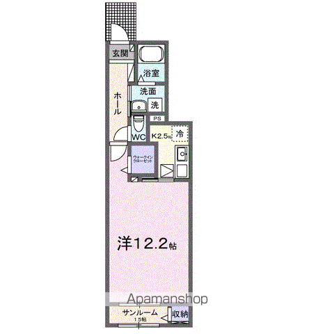 メゾンラテ稲葉(1K/1階)の間取り写真