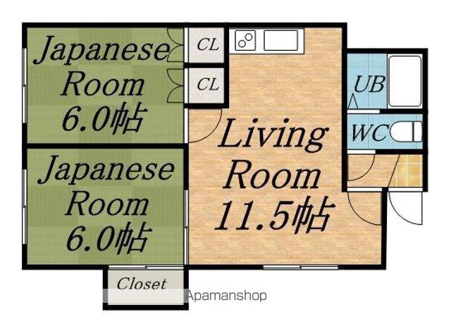 コーポふじA(2LDK/2階)の間取り写真