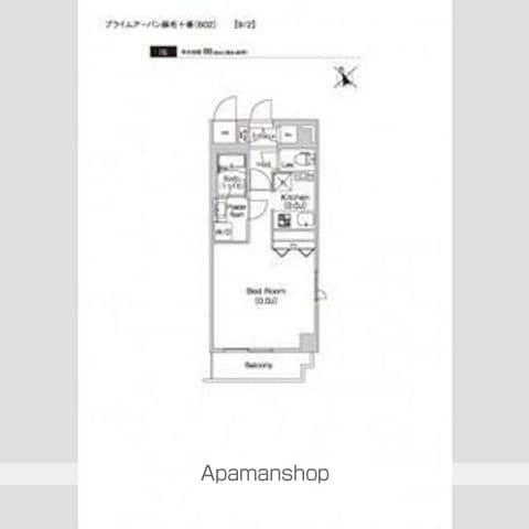 プライムアーバン麻布十番(1K/6階)の間取り写真