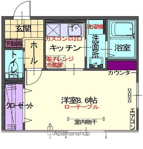 東北新幹線 新花巻駅 徒歩48分 2階建 築2年(1K/1階)の間取り写真
