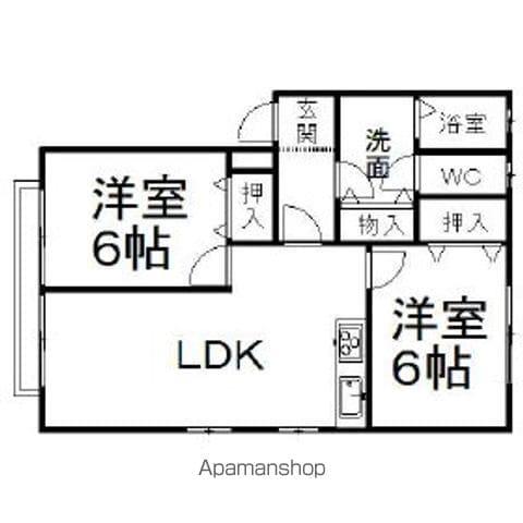 ハイツウッドランドⅢ(2LDK/2階)の間取り写真
