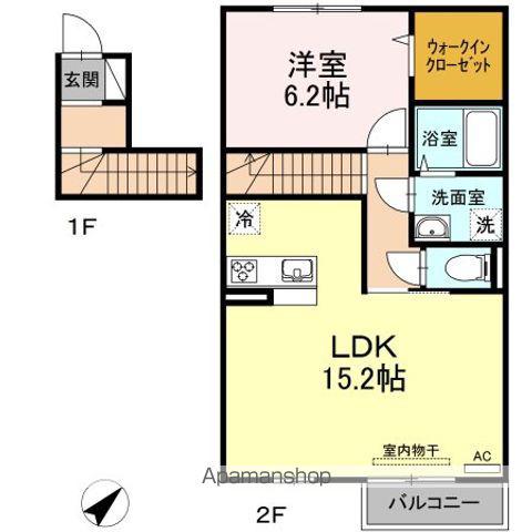 エトワールしゅりⅤ(1LDK/2階)の間取り写真