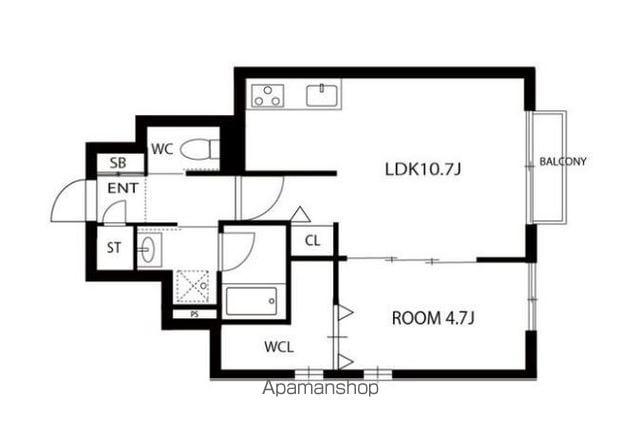 グランフォルト福岡西新(1LDK/1階)の間取り写真