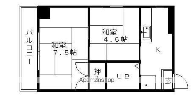 玄武堂ビル(2K/3階)の間取り写真