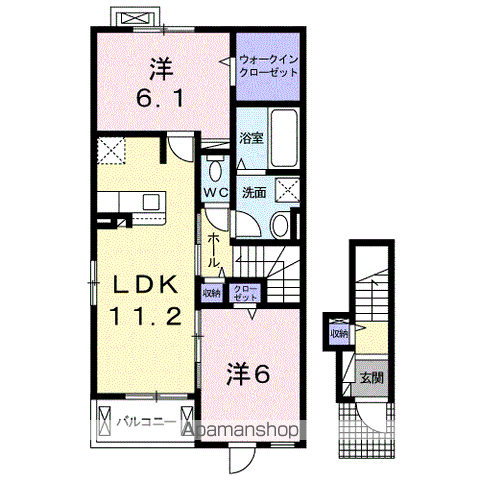 グラン シャリオ Ⅱ(2LDK/2階)の間取り写真