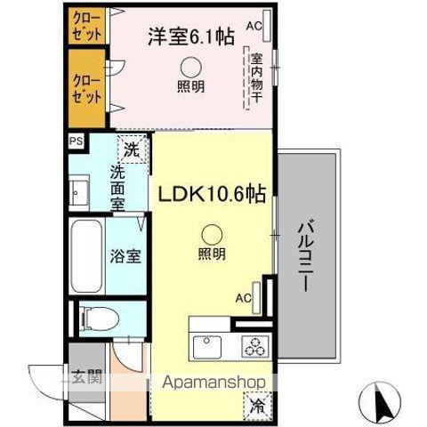 サンセット横手本町(1LDK/2階)の間取り写真