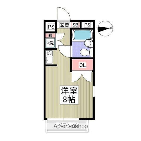 フローラルコート1号棟(ワンルーム/1階)の間取り写真