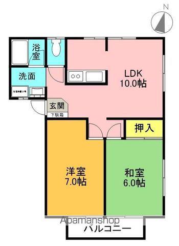 コーポ馬場西B(2LDK/2階)の間取り写真