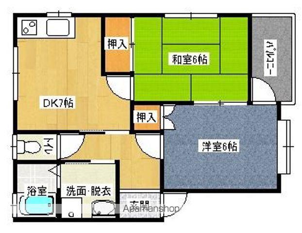 エトワール弓井C(2DK/1階)の間取り写真