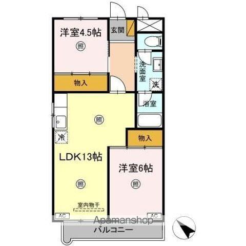 メゾンドゥボヌール(2LDK/1階)の間取り写真