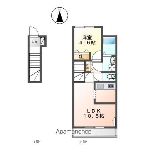 エクスクルーシブ(1LDK/2階)の間取り写真