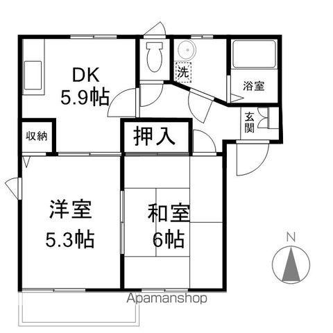 アルコバレーノⅠ(2DK/1階)の間取り写真