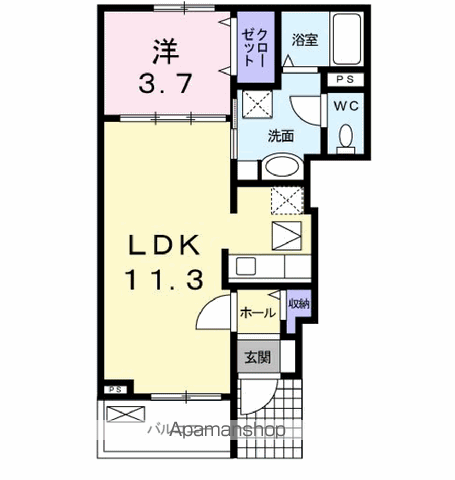 サンフォーリスト(1LDK/1階)の間取り写真